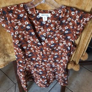 Monteau size M blouse brown with blue and beige